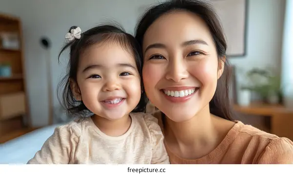Happy Mother and Daughter Portrait