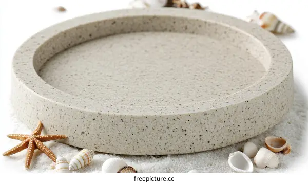 Round Decorative Tray with Seashell Accents