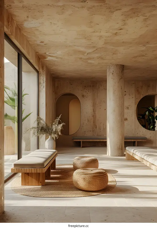 Modern interior of an empty luxury home with a minimalist design