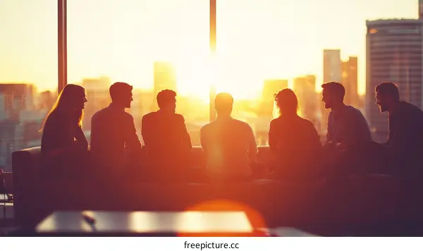 Sunset View Colleagues Gathering