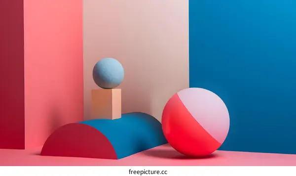 Abstract Colorful 3D Geometric Shapes Background