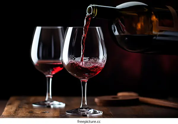 Red wine being poured into a glass