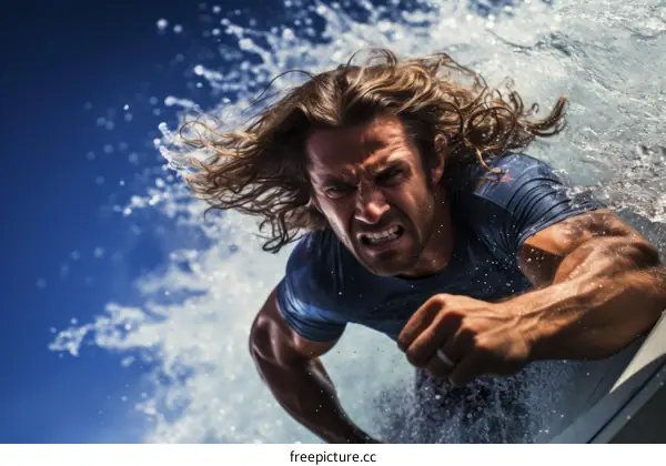 Surfer riding a big wave