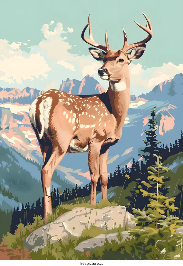 Mountain Deer Illustration