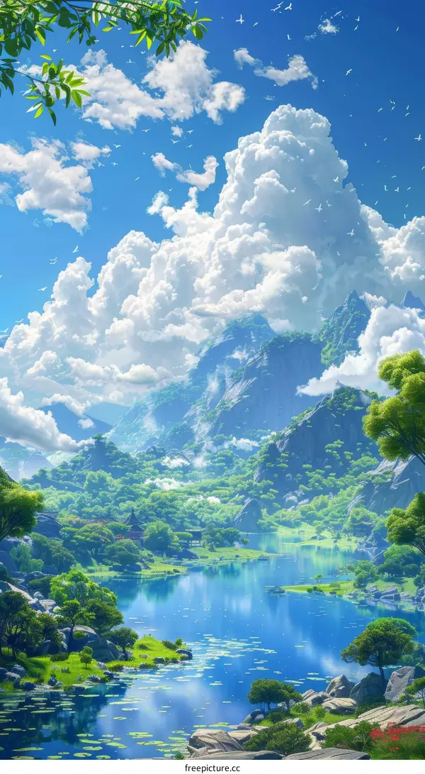 Serene Mountain Lake Landscape