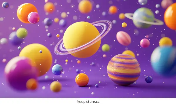 Colorful Planets in the Universe Illustration