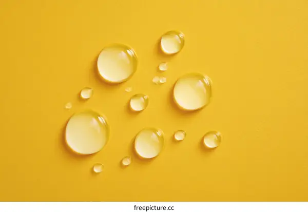 Water Drops on a Yellow Surface