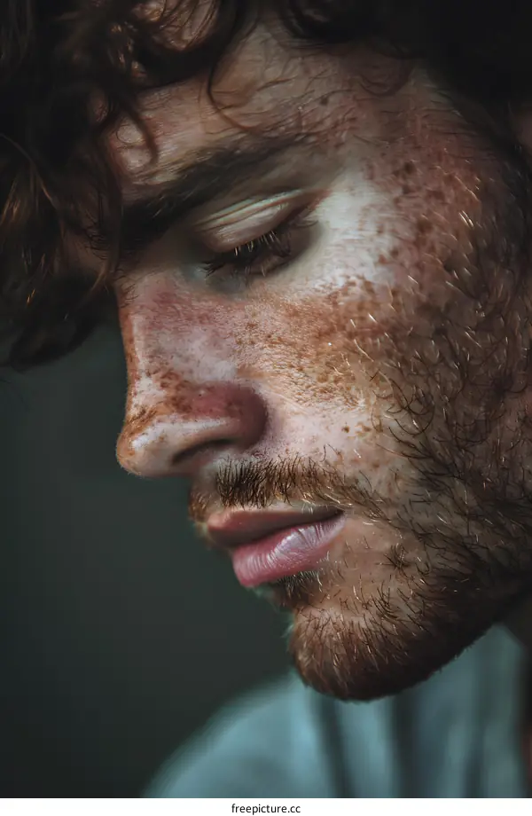 Portrait of a young man with freckles