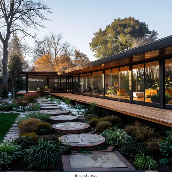 Modern Home Exterior with Garden and Patio