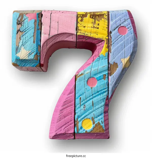 Colorful Wooden Number Seven