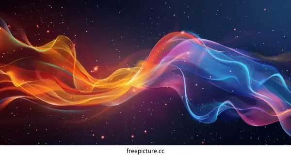 Abstract Colorful Flowing Energy Waves in Space