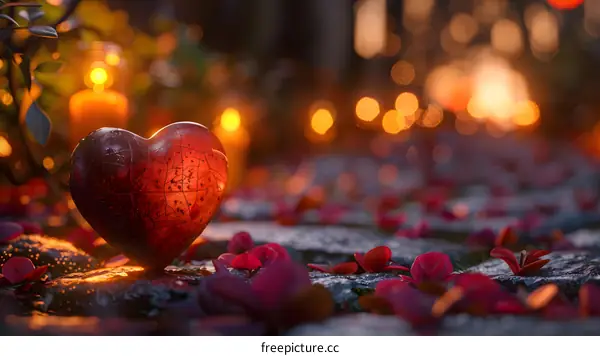 A red heart in the woods