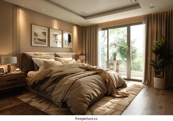 Elegant Beige Bedroom Interior Design
