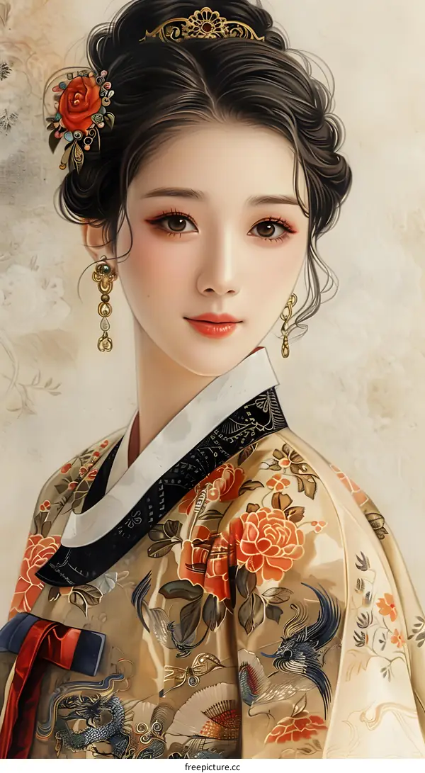 Beautiful Korean Woman in Traditional Hanbok