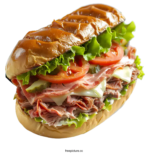 [Transparent Background PNG]Delicious Roast Beef Sandwich on a White Background