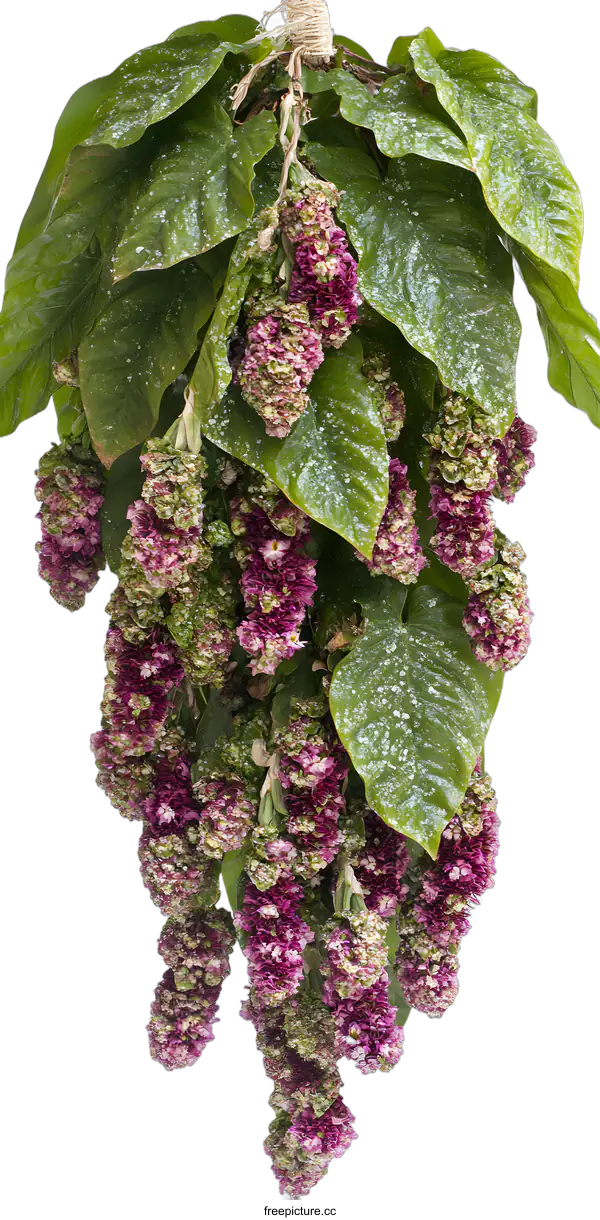 [Transparent Background PNG]Purple Amaranth Flowers with Green Leaves