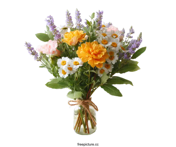 [Transparent Background PNG]Colorful Wildflower Bouquet in Vase