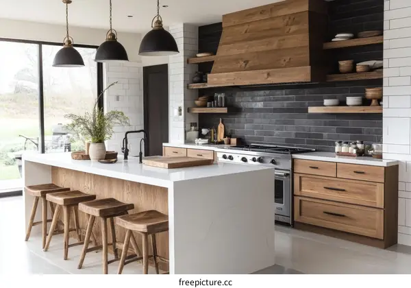 Modern Farmhouse Kitchen with Wood Accents