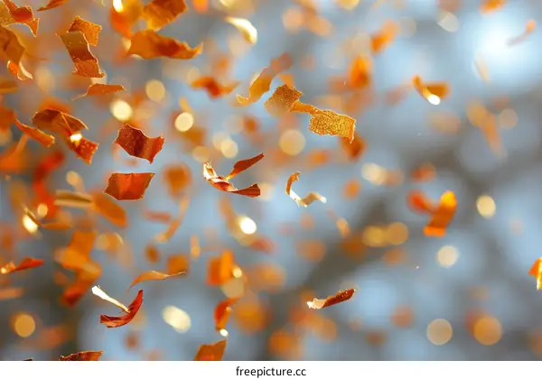 Golden confetti falling from the sky