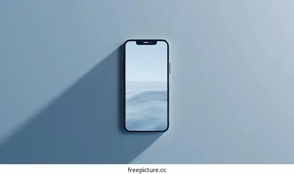 Minimalist Phone with Abstract Ocean Wallpaper