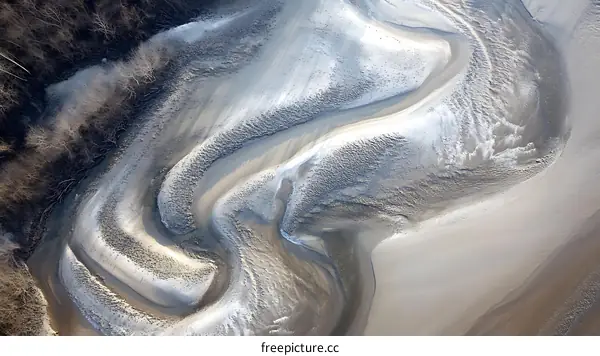 Aerial View of Intricate Tidal Patterns