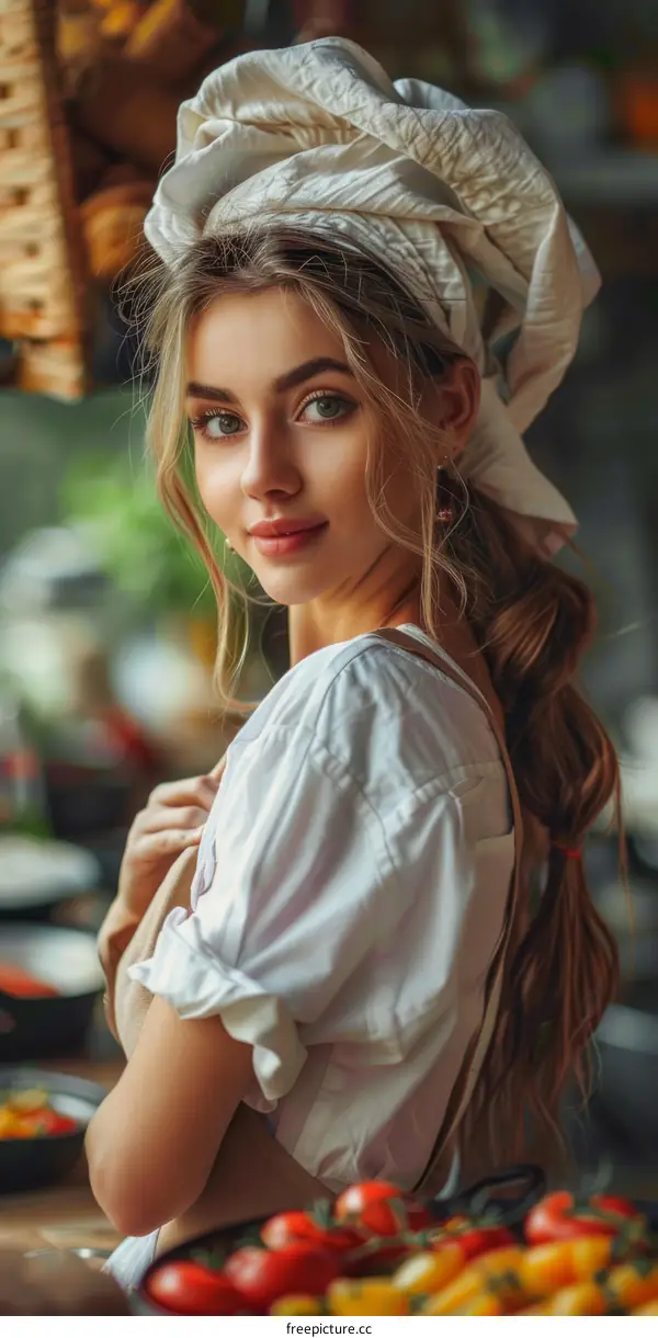 portrait of a beautiful young woman in a white headscarf
