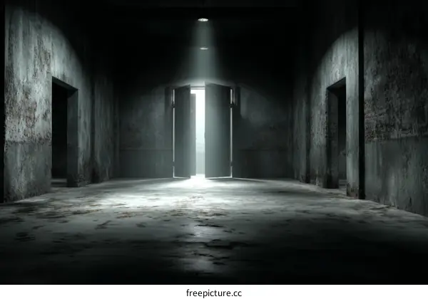 Abandoned Industrial Space with Light Beam