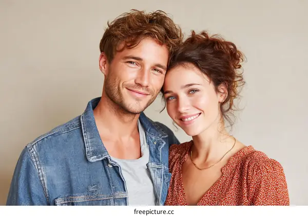 Couple Portrait Against a Neutral Background