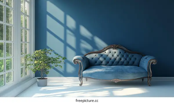 Elegant Blue Sofa in a Classic Room