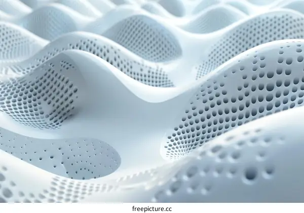 Abstract Futuristic Surface with Circular Holes