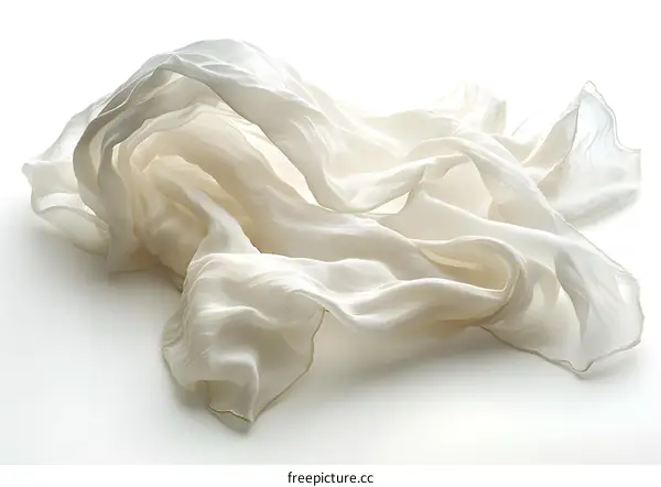 White crumpled silk scarf