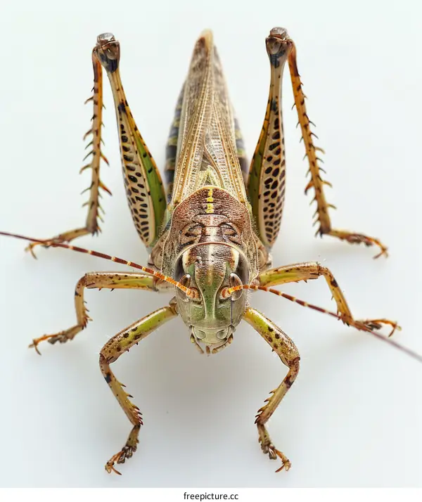 Macro Photography of a Green and Brown Katydid