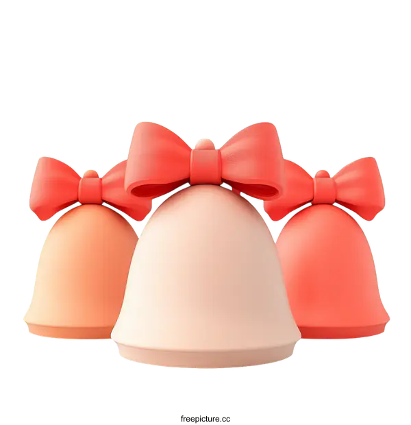 [Transparent Background PNG]Three Festive Gift Bells with Red Bows