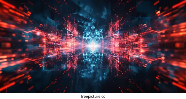 Abstract Glowing Particle Field With Bright Center