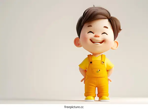 Smiling Cartoon Boy in Yellow