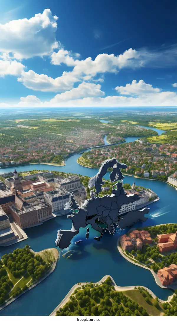 3D illustration of Europe made of puzzle pieces fitting together