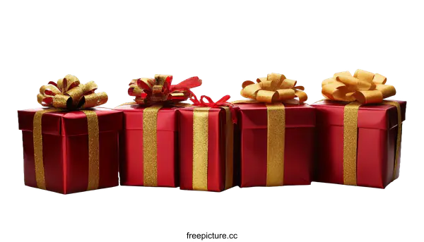 [Transparent Background PNG]Holiday Gift Boxes Arranged on White Background