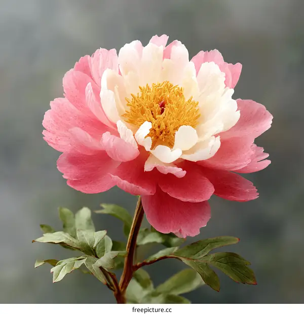 A Delicate Double-Colored Peony Blossom