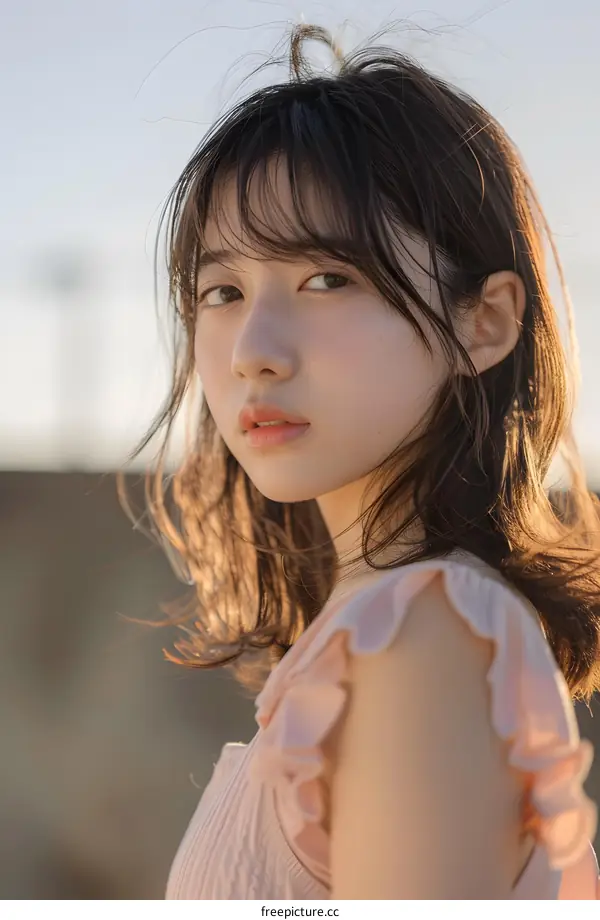 Young Asian Woman Looking Away With Soft Light