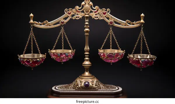 ornate gold and silver scale of justice