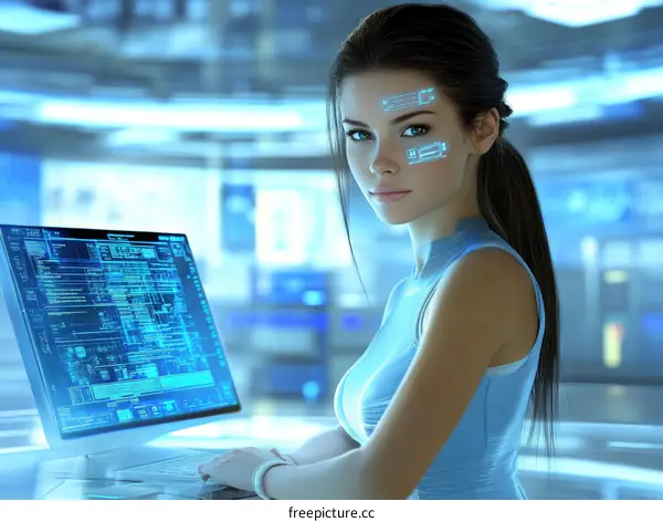 Future Woman Working on Computer