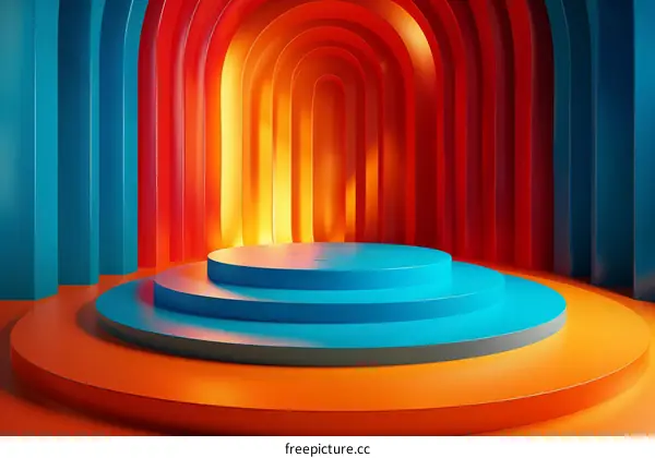 Colorful Geometric Podium Display Illustration