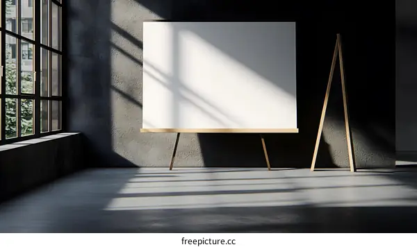 Blank Canvas On Easel In Modern Loft
