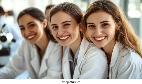 Three Female Scientists in a Laboratory Setting