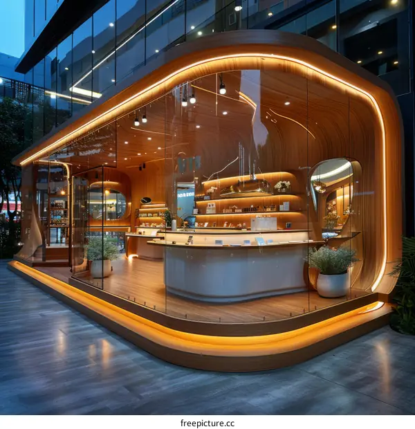 The organic and natural cosmetic store has a modern interior design