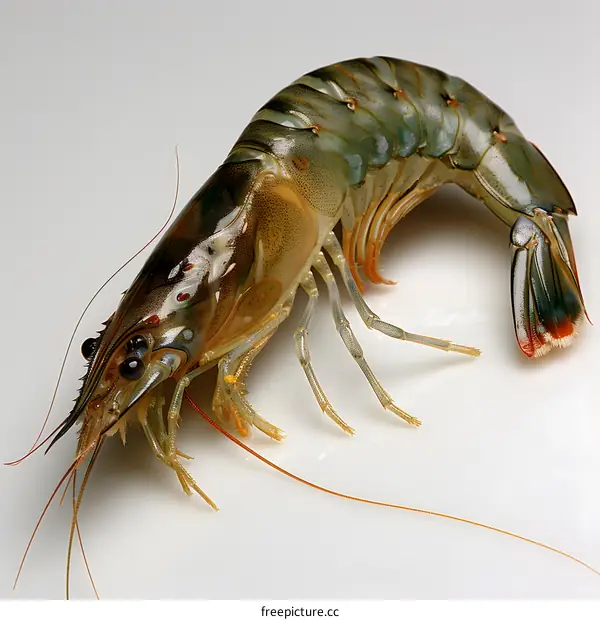 Fresh Prawn on White Background