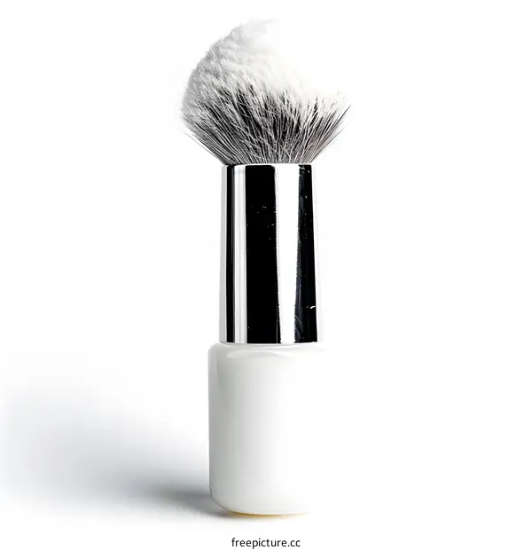 Single white makeup brush on white background
