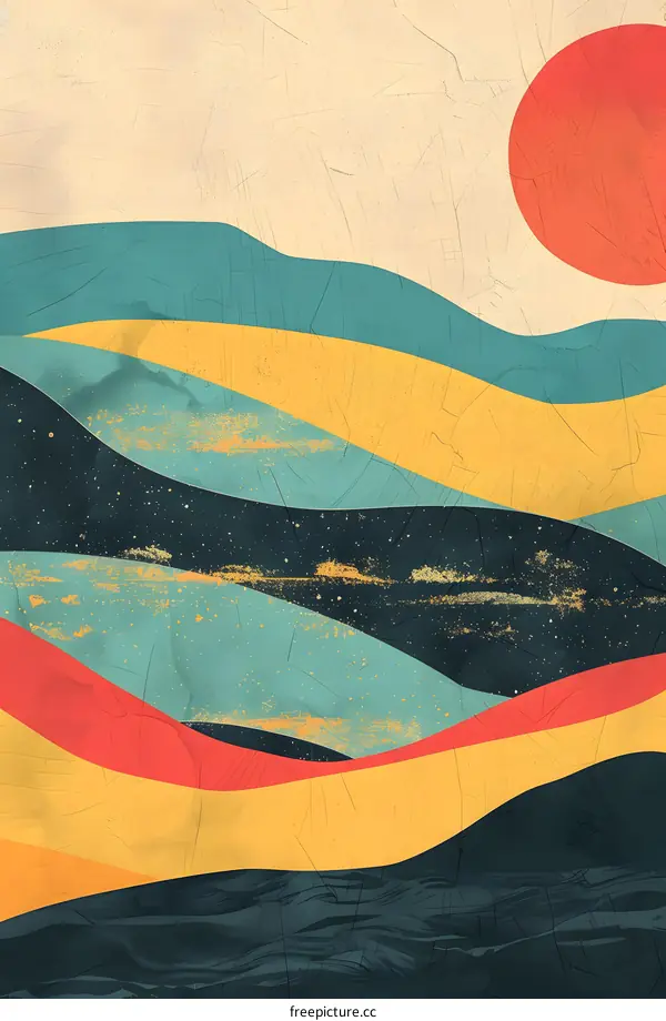 Abstract Landscape with Sun and Stars