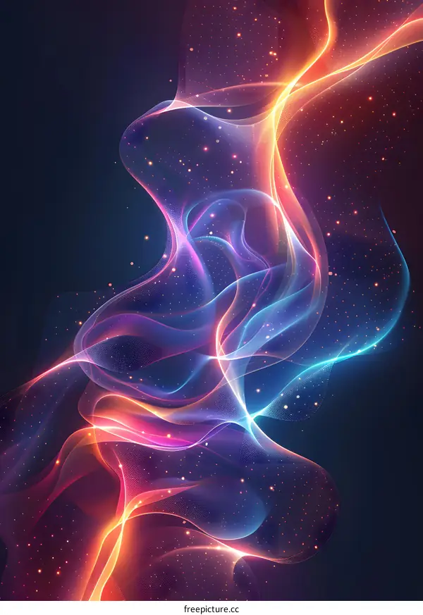 Colorful light painting of flowing energy