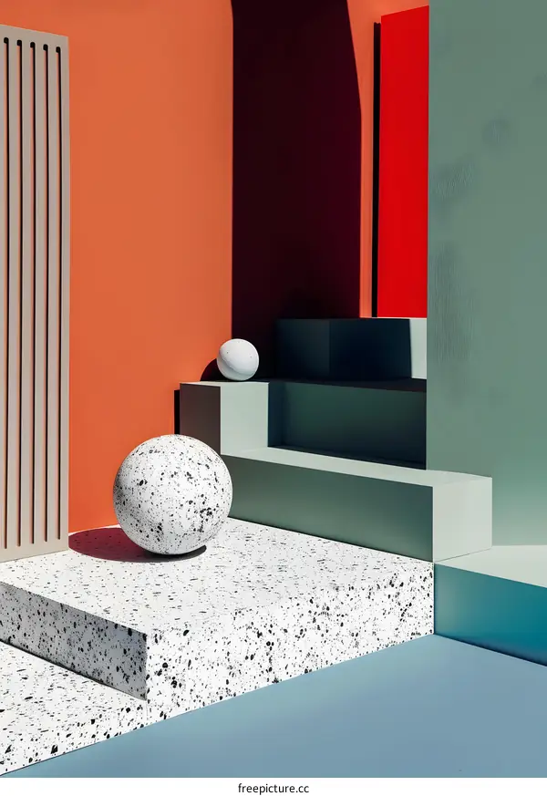 Abstract Minimalist 3D Render with Geometric Shapes